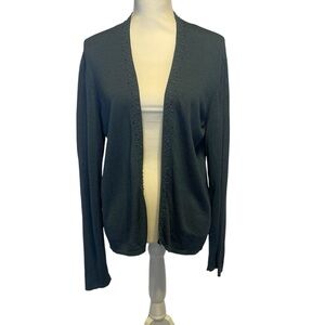 Eileen Fisher Blue Cardigan Lightweight Knit Open Front *O0250